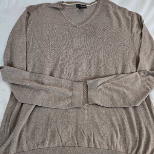 J Ferrar Taupe V Neck Sweater Sz LG
